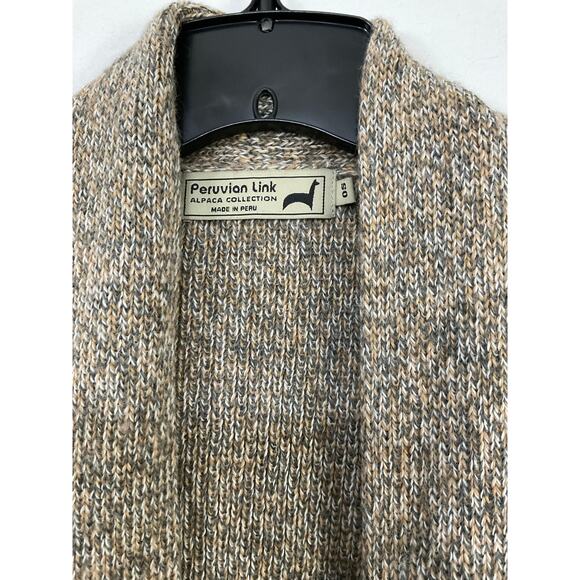 Peruvian Link Alpaca Collection Cardigan Sweater Womens OS L/XL Brown Pockets - Picture 4 of 7